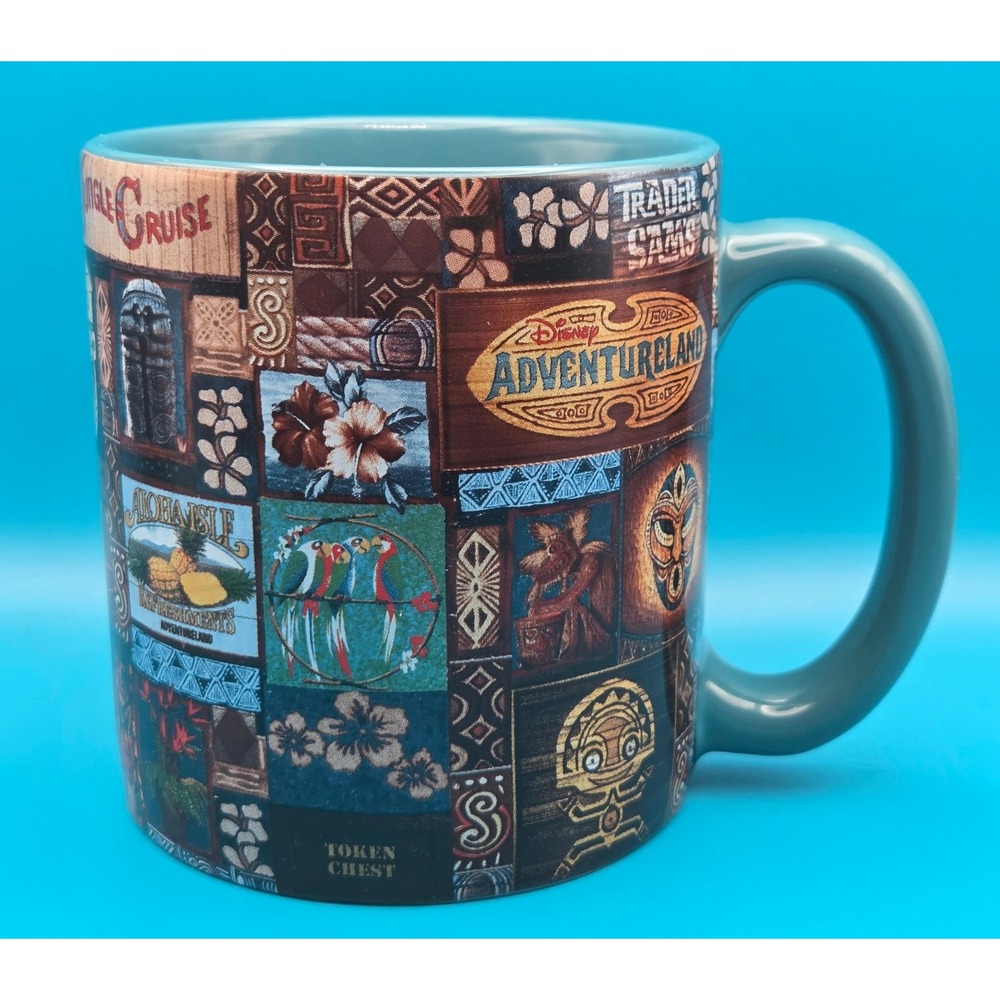 Disney Adventureland Coffee Mug Multicolor Excellent Tiki Jungle Cruise